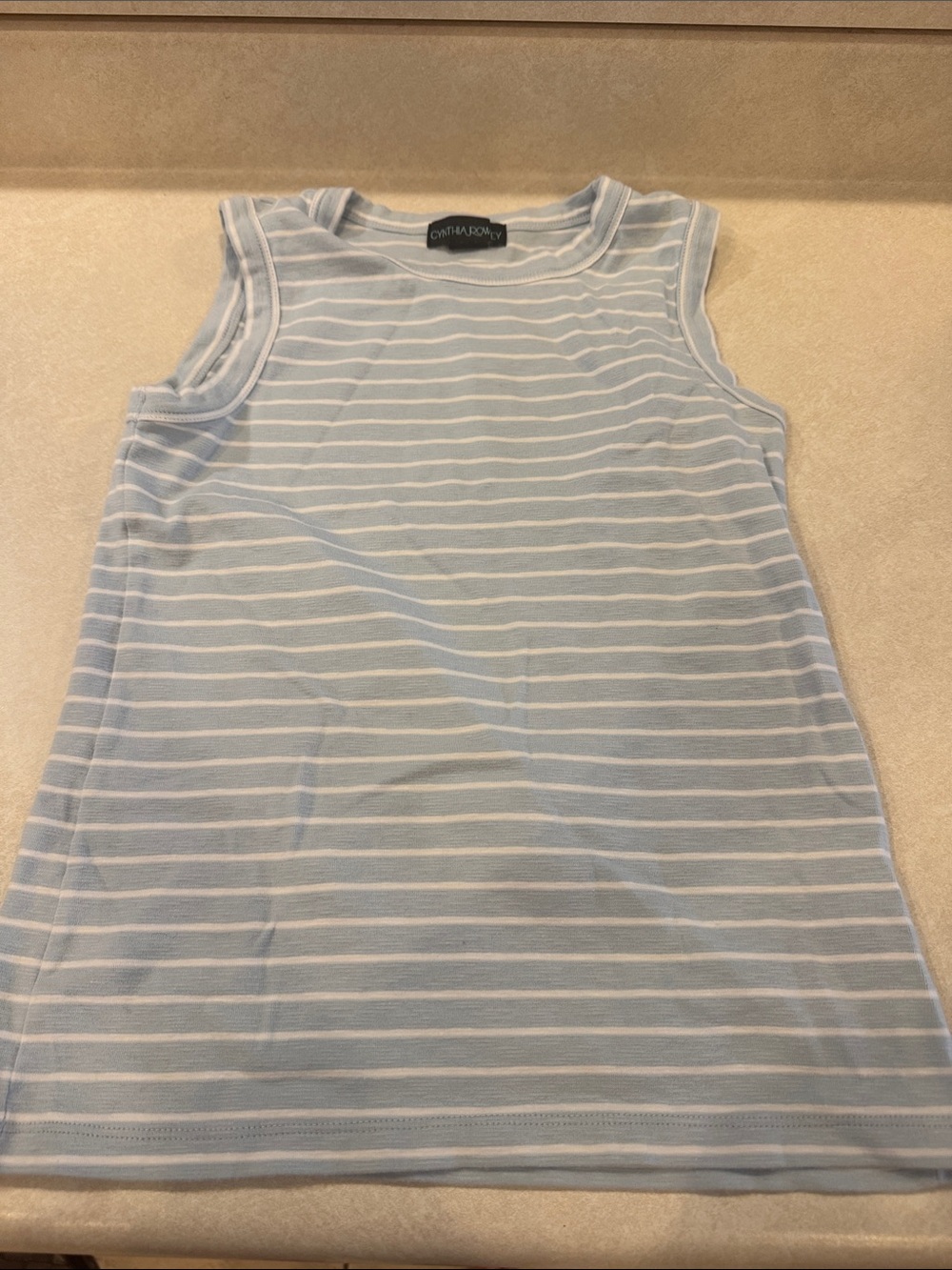 Cynthia Rowley Pale Blue and White Striped Tee